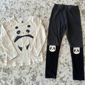 panda tee & legging set sz 4-5